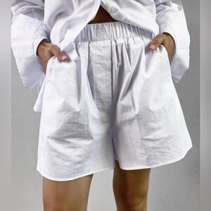 The Frankie Shop High Waist White 100% Organic Cotton Shorts